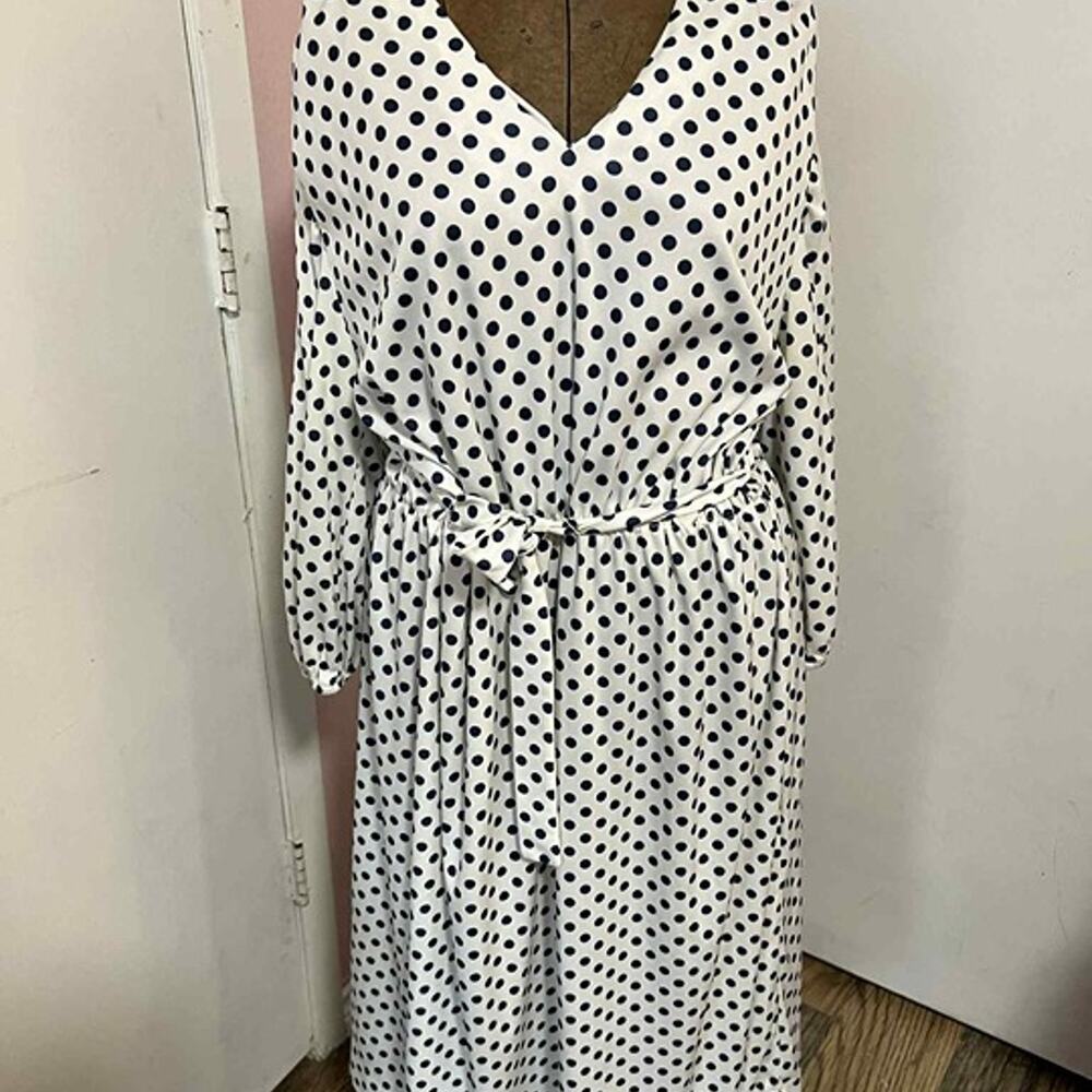Vintage Donovan Galvani Navy Polka Dot Dress – Size 18 Plus Size